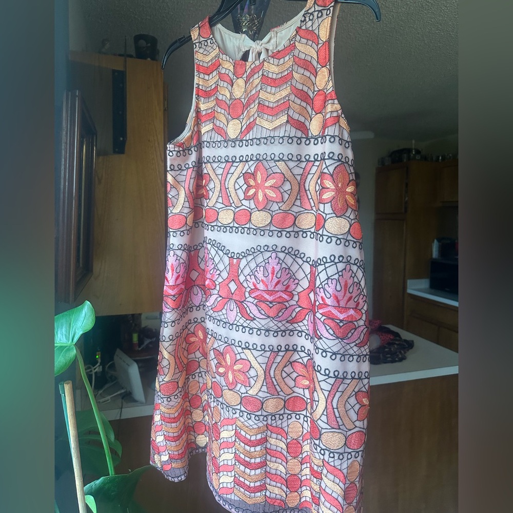 Embroidered Floral Patterned Sleeveless Dress